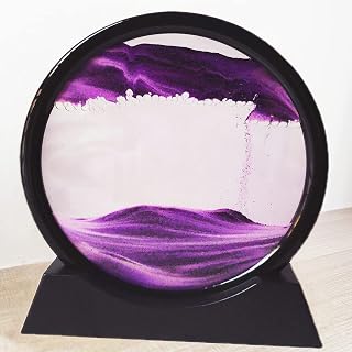 Relaxing 3D Deep Sea Dynamic Sandscape Painting,3D Color Moving Sand Art Liquid Motion Picture - 12Inch Stress Reliever Desktop Sand Art Decor for Home & Office Gift for Men Woman(Purple, 12")