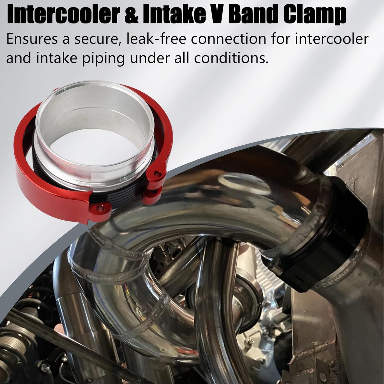 2.5 Inch V Band Clamp Red Aluminum Quick Release Clamp for Intercooler and Intake Piping Compatible with 2.5" OD Performance Automotive Applications