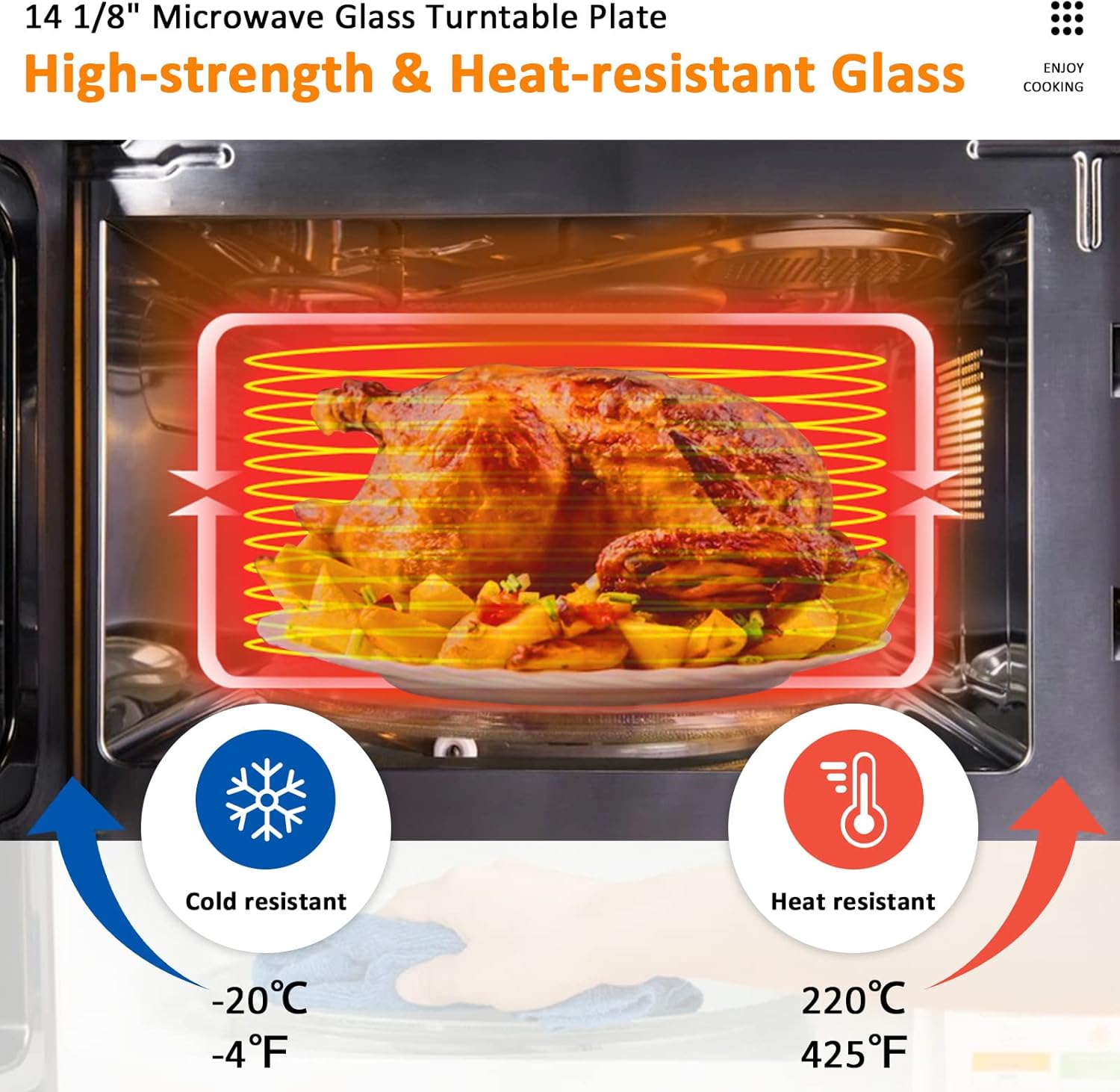DE74-20002B WB49X10063 14 1/8 Inch Microwave Glass Plate Replacement Compatible with G.E Sam.sung Microwave Replace DE74-20002A DE74-20002D WB49X10096 WB39X10038 by Fetechmate - 1 YEAR