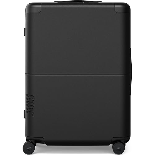 Checked Expandable - 24.5" Airline Approved Check In Luggage with Wheels, Spinner Suitcase for Men & Women - TSA Lock Rolling Suitcase, Spinner Wheels, Expansion Zip, Y-Strap - Charcoal