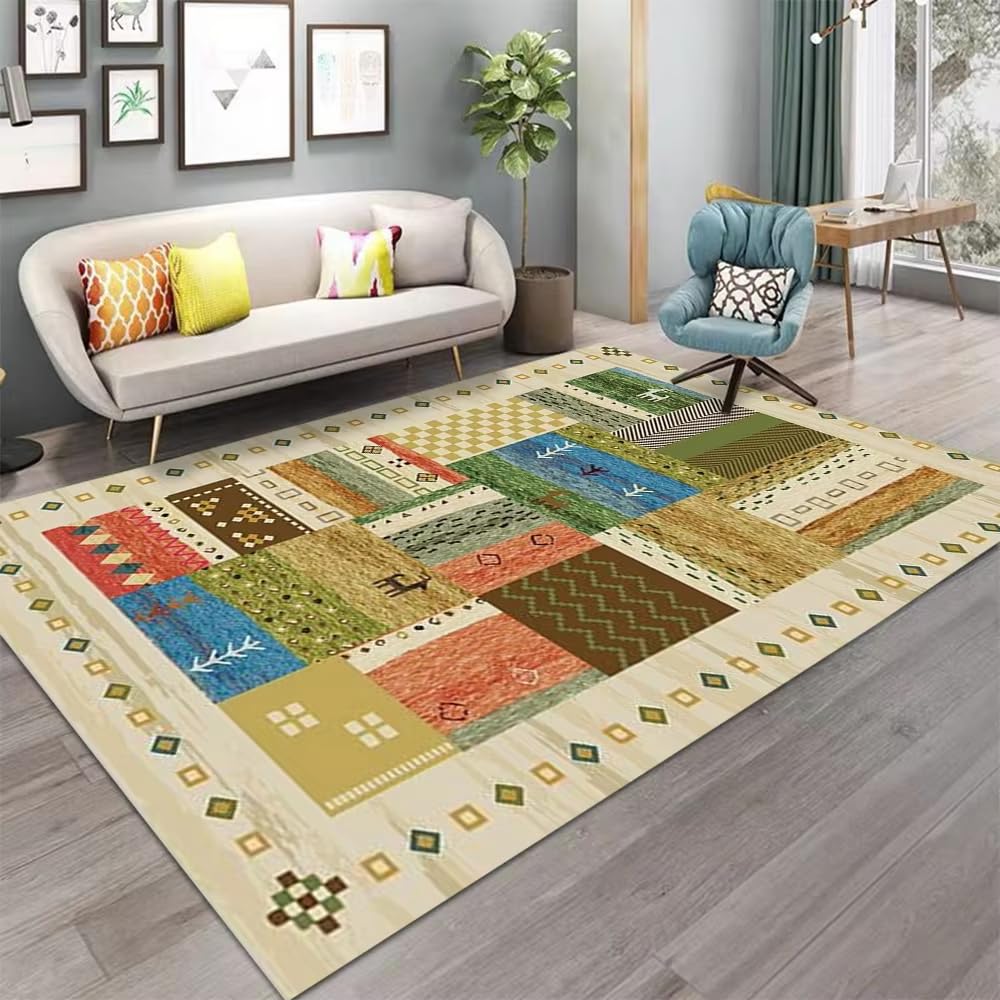 Tapis de salon bohème idéal pour créer une ambiance chaleureuse dans la chambre