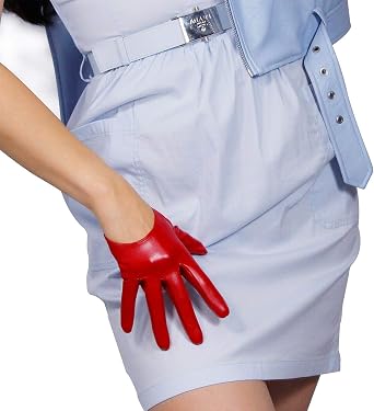 DooWay Womens HALF PALM GLOVES Faux Leather 5 Inch Extra Short for Motorcycle Driving Cosplay Costumes Evening Party