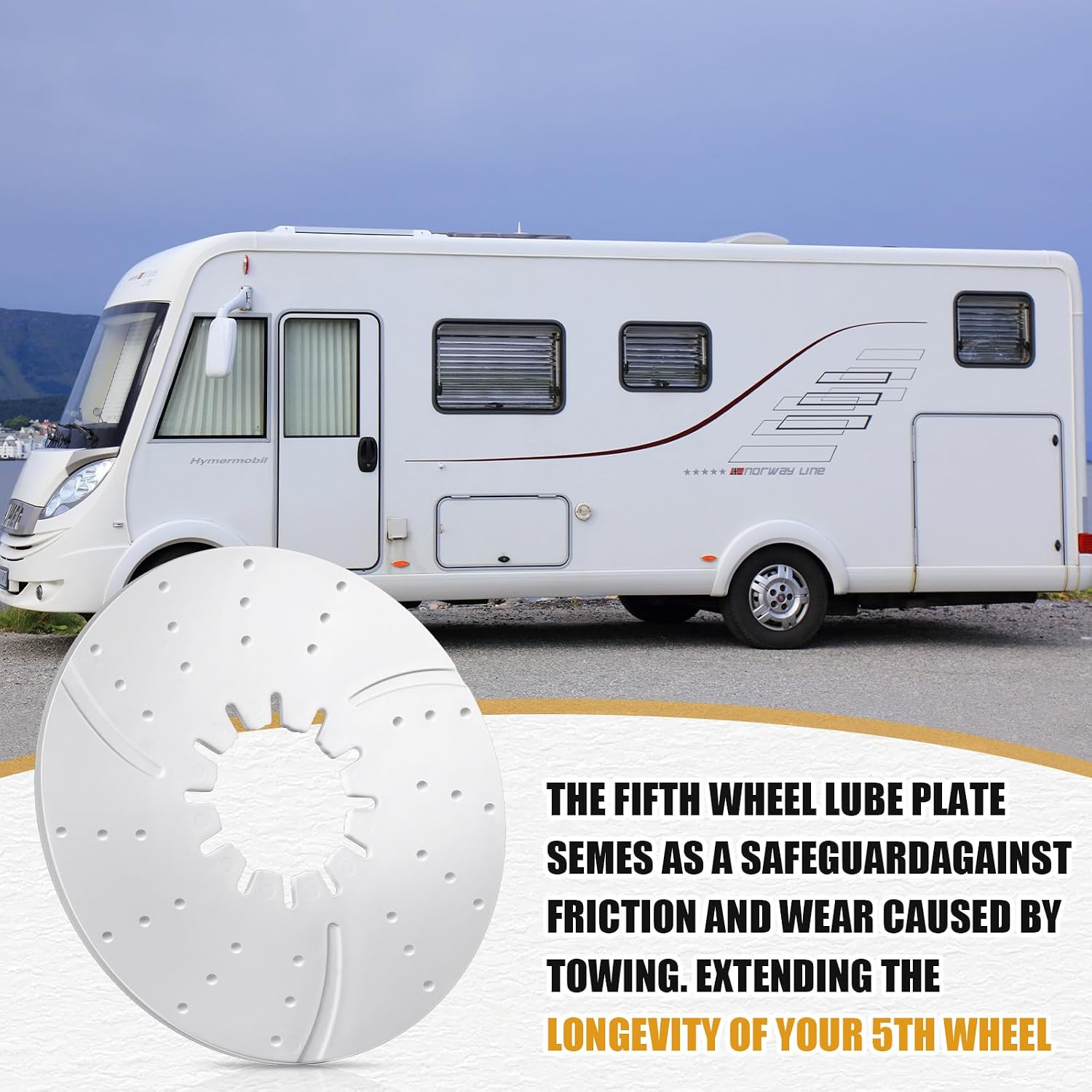 Threlaco 4 Pack 5th Wheel Hitch Lube Plate 10 Inch RV Camper Trailer Fifth Wheel Disc Lube Plate Accessories for Trailer Safety Kit Eliminates Grease, 3/16 Inch Thick, White
