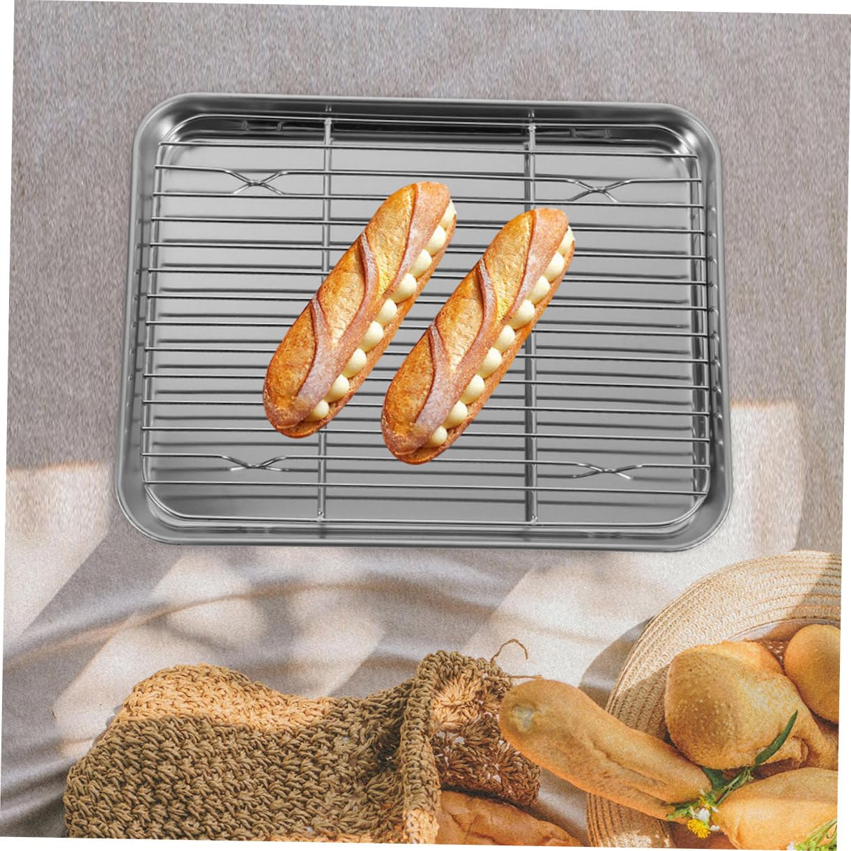 Teglia da Forno in Acciaio Inox con Griglia, Set 1 Pezzo
