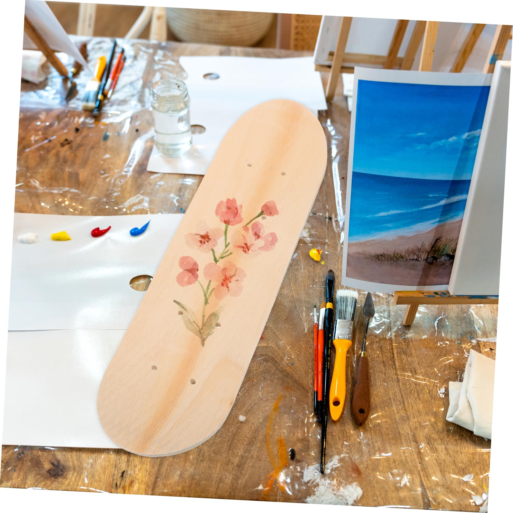 Planche De Skate Vierge Toyvian 43cm - 7 Couches Érable, Concave, Pour Customisation Peinture, Graffiti - Enfant/Ado