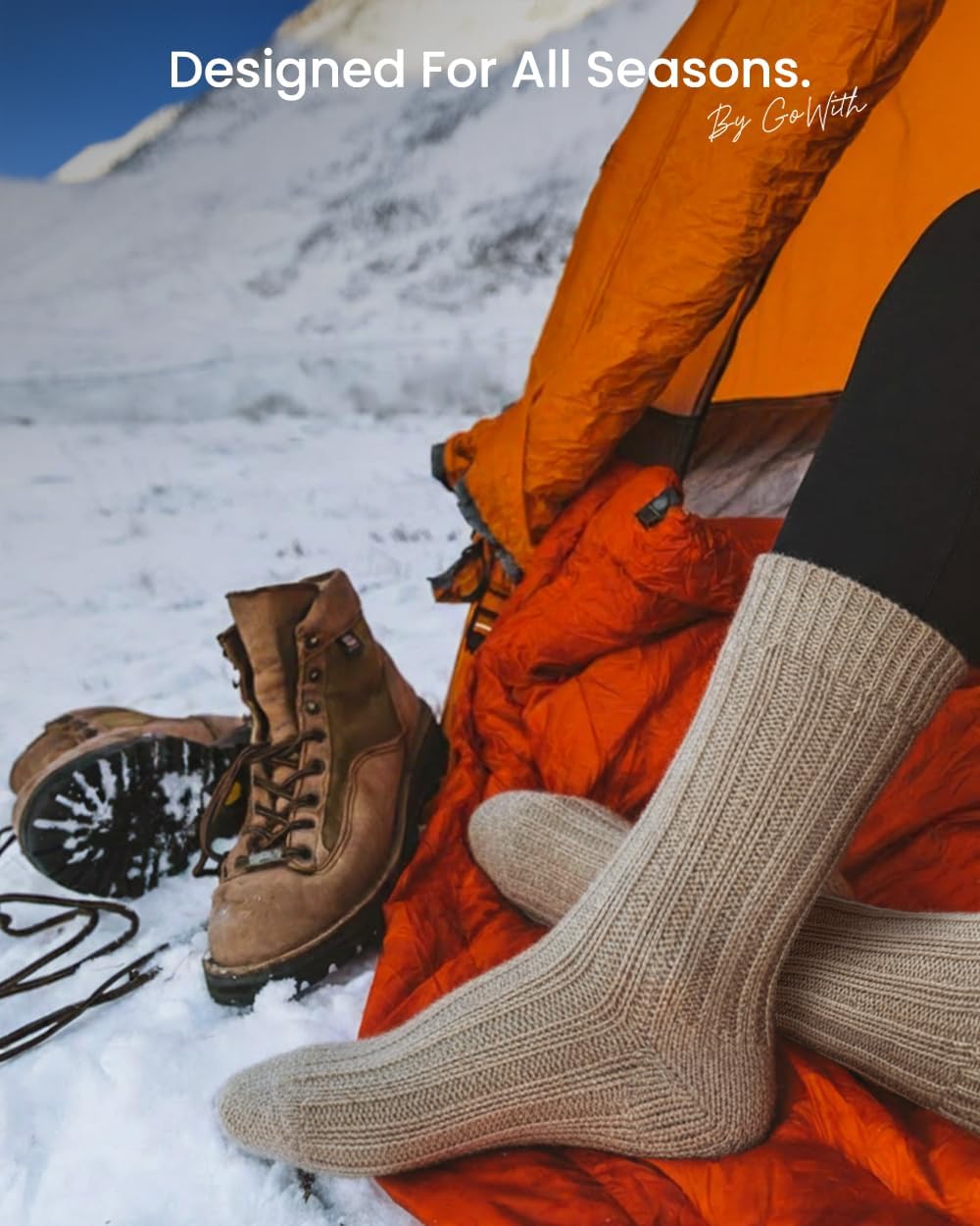 GoWith 2 Pairs Cozy Alpaca Wool Boot Socks for Men & Women, Extra Thick Loose-Fit Winter Socks - Image 2