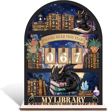 Books Read This Year Counter - Shejdgart Dragon Book Counter Sign Fantasy Wooden Reading Tracker for Home Bookshelf Decor Bookish Gifts Accessories for Women Men Librarian Reader Teacher Book Lovers