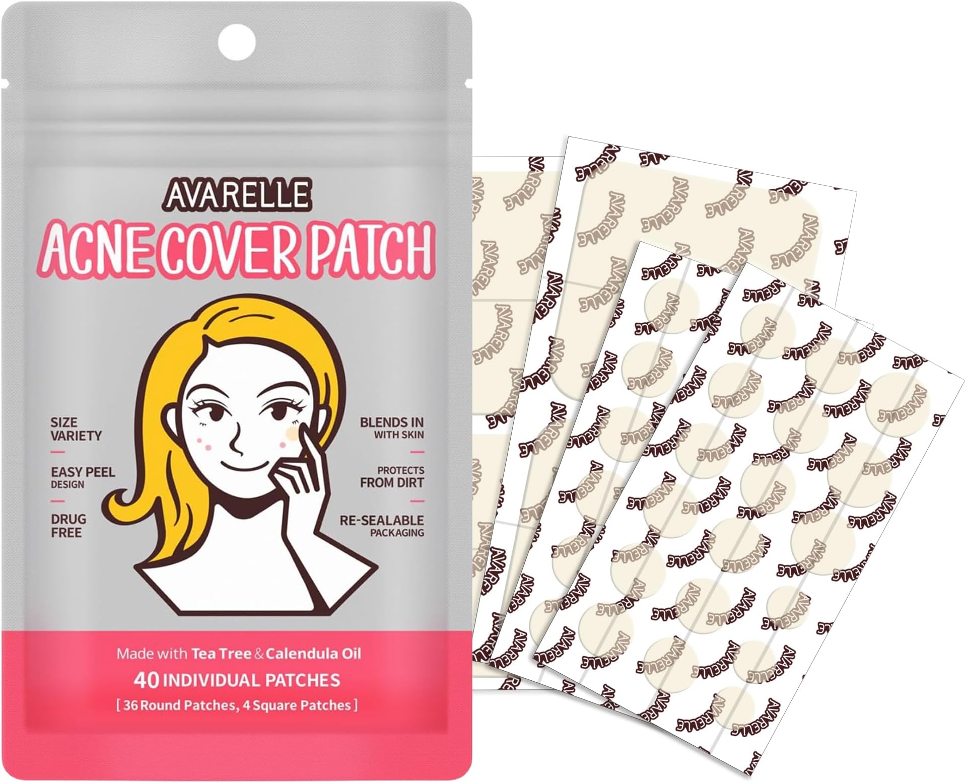 Avarelle Clear Cover Patch Absorbing Cover with Tea Tree and Calendula Oil (40 Count)