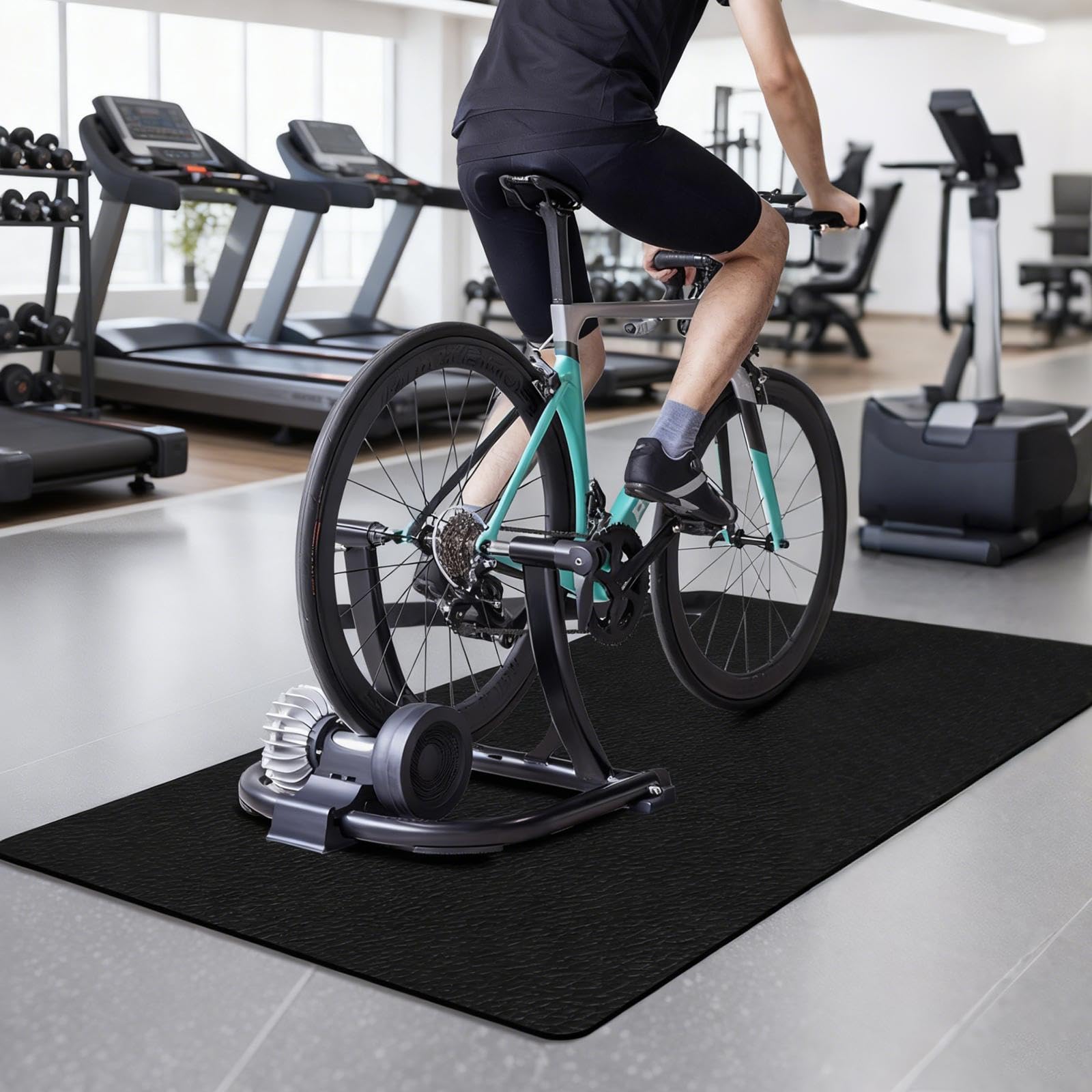 Gralara Esterilla para Bicicleta estática, Esterilla para Cinta elíptica, Almohadilla para Debajo del Tren de Ejercicios, Alfombra de Madera para Remo, 130x60x0.6 Cm