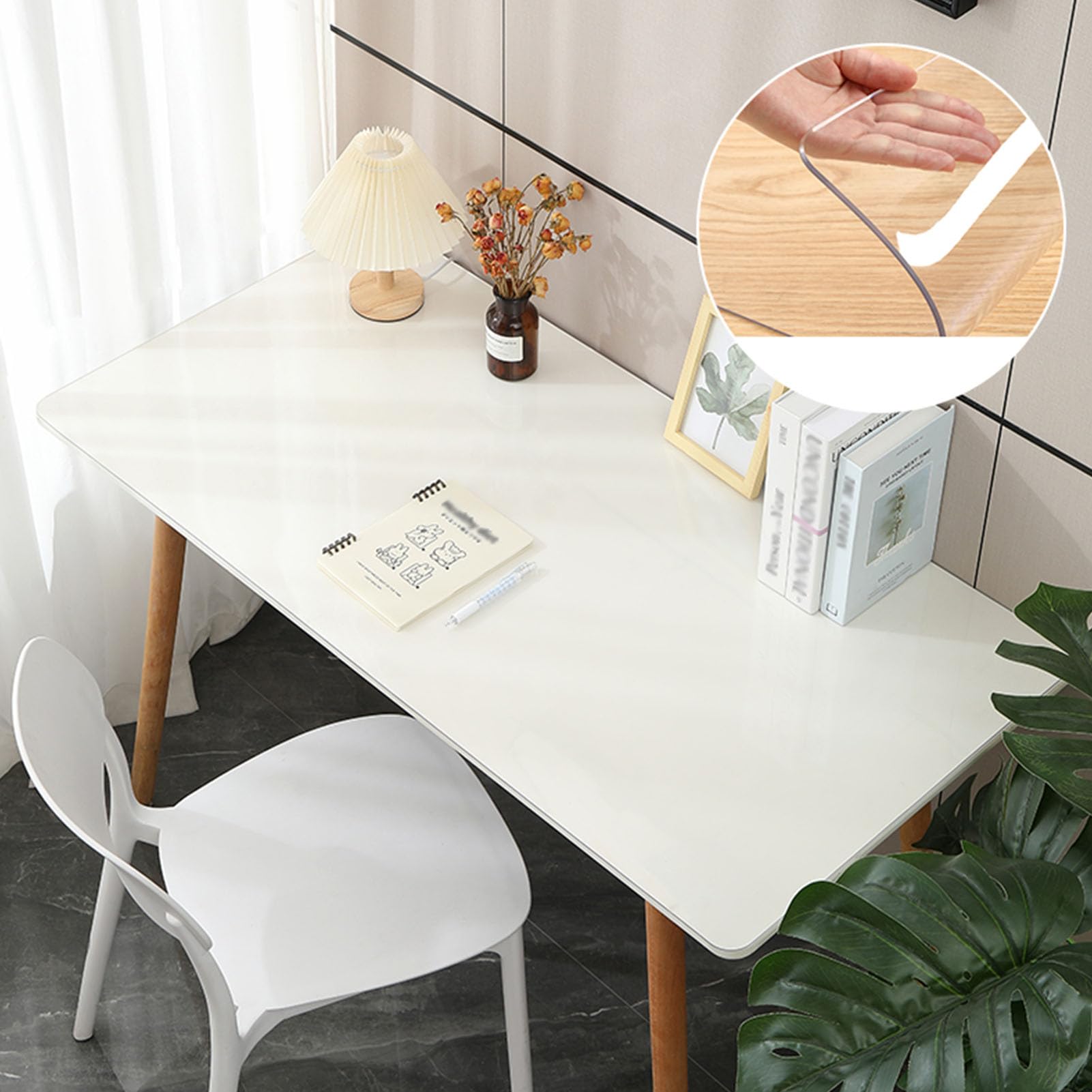 Sottomano da scrivania trasparente Grande Tappetino da scrivania Pvc Tappetino per Ufficio Antiscivolo impermeabile Scrittura per ufficio casa scuola (matte,90cm×200cm)