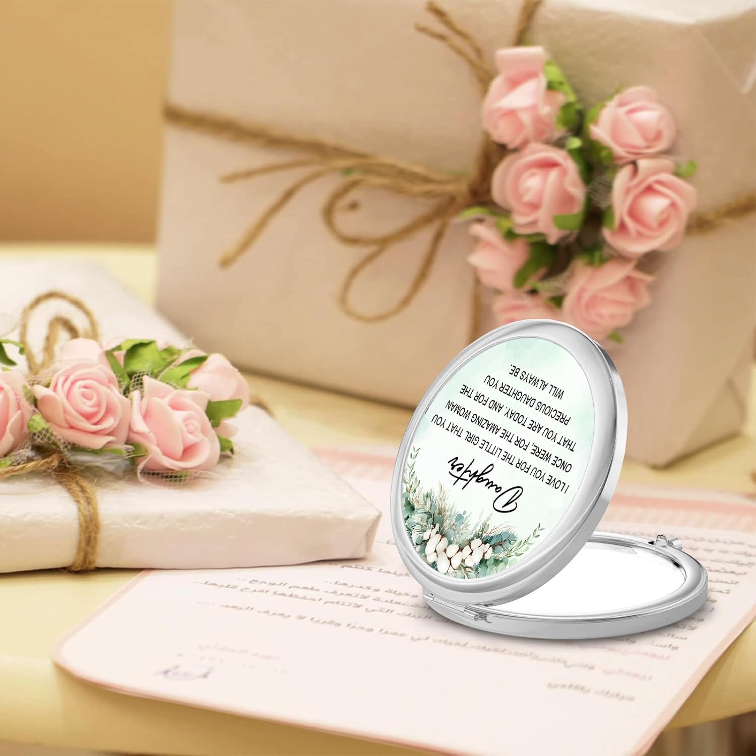 GAOLZIUY Gifts for Daughter, Daughter Gifts from Mom, to My Daughter Silver Compact Mirror, Best Daughter Ever Gifts, Makeup Mirror for Daughter from Mother, Birthday Graduation Wedding Anniversary - Image 7