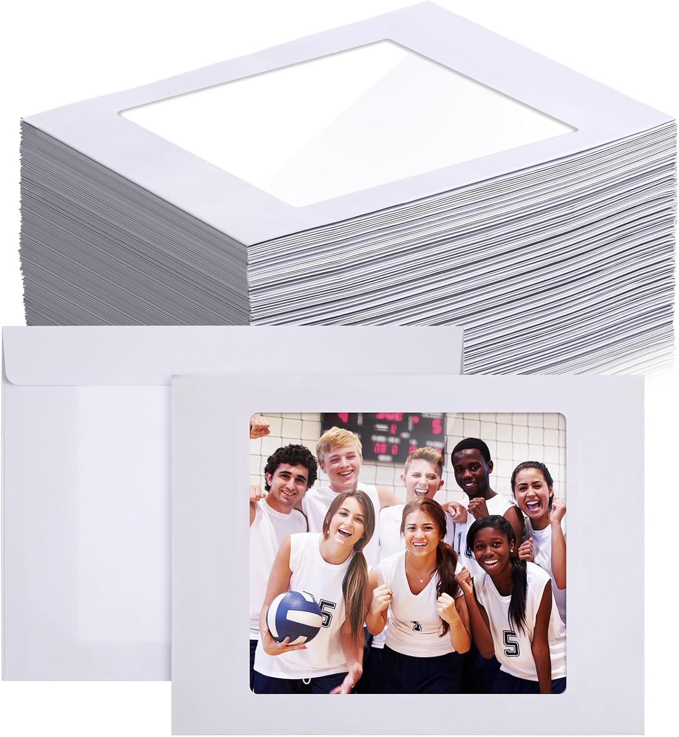 Fainne 100 Pieces Full Face Window Envelopes, 37lb White Photo Mailing Catalog Envelopes with Large Clear Window for Graduation Announcements, Certificates, Documents, Brochures (9 x 12 Inch)