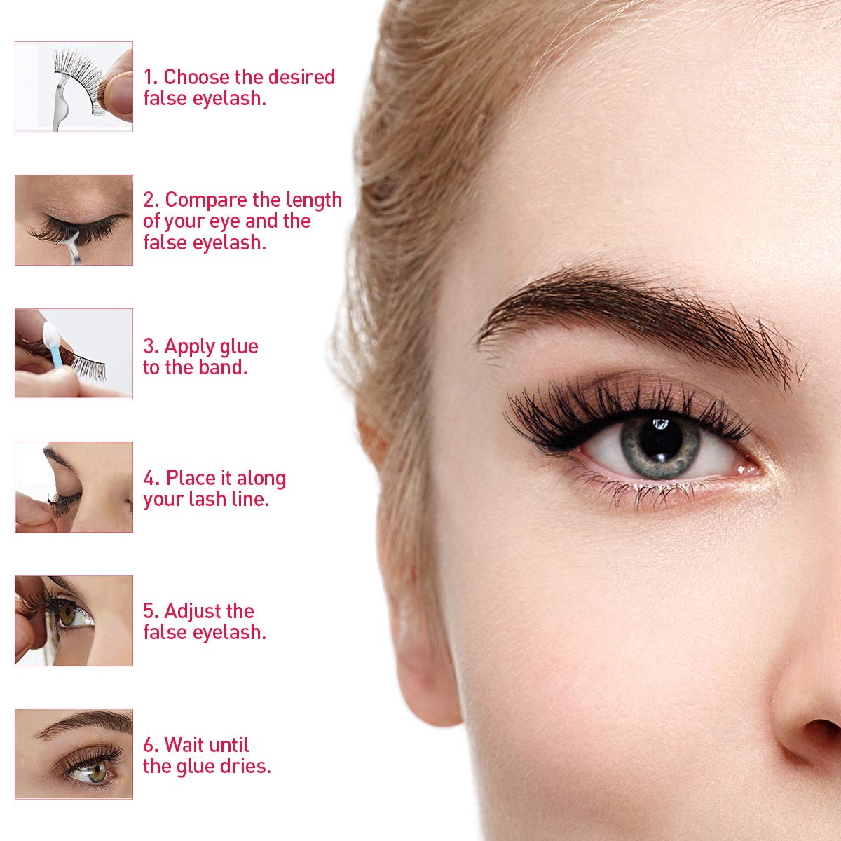 Lurrose Fake Eyelashes Set Handmade Long Soft False Eyelashes Pack for Natural Look (60 Pairs)