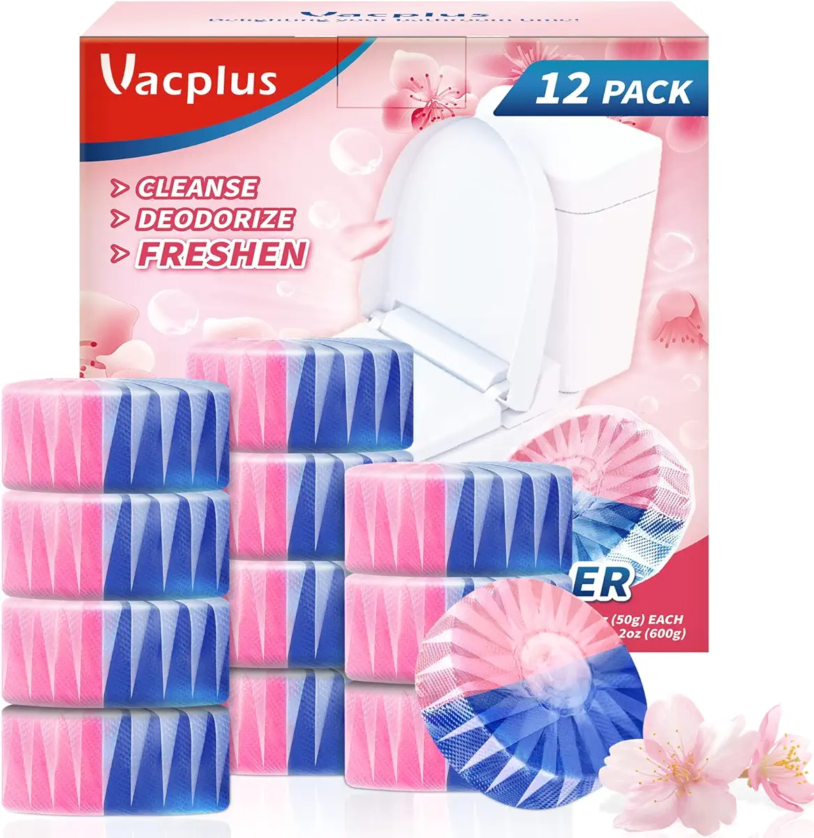 Vacplus Toilet Bowl Cleaners - 12 Pack, Upgraded Long-Lasting Toilet Cleaner, Toilet Bowl Cleaner Tablets, Prevent Various Stains