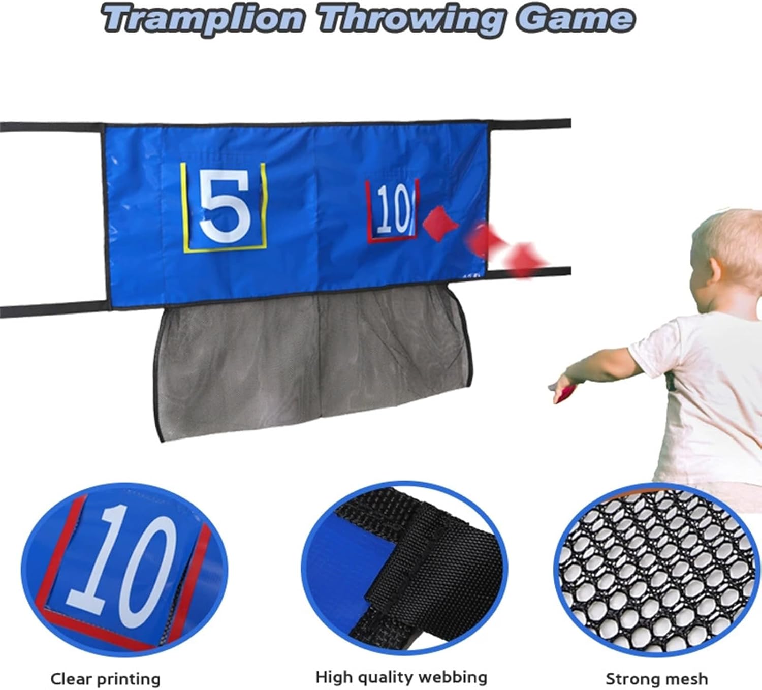 Throwing Net for Sandbag - Waterproof Interactive Sandbag Toss Games | Trampoline Tossing Target | for Kid Boys Girls Children Garden Yard Backyard Grass Lawn Park