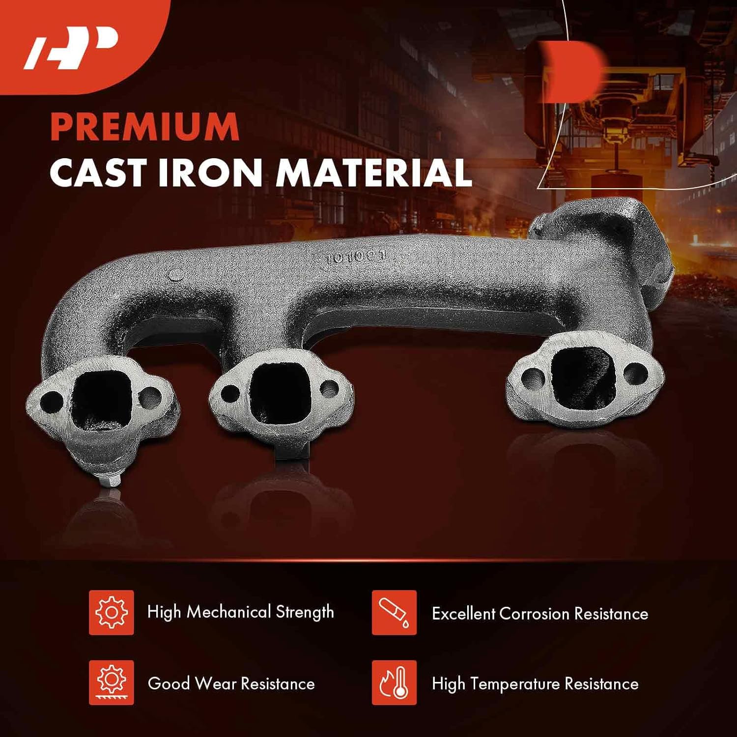 A-Premium Left Engine Exhaust Manifold Kit W/Gaskets, Nuts, Studs, Springs & Heat Shield [4.3L] Compatible with Chevrolet C1500, C2500, K1500, K2500, G10, G20 & GMC C1500, C2500, K1500, G1500, G2500