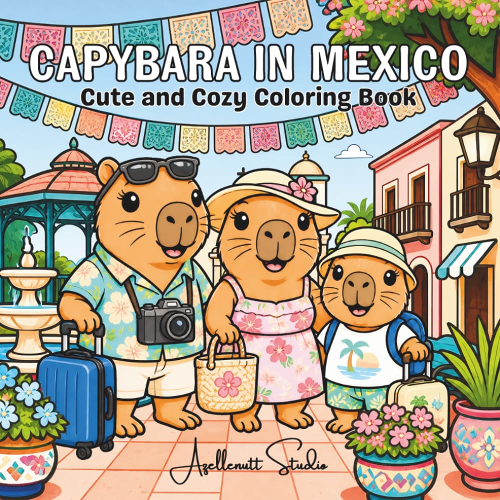 Capybara in Mexico: Cute and Cozy Coloring Book
