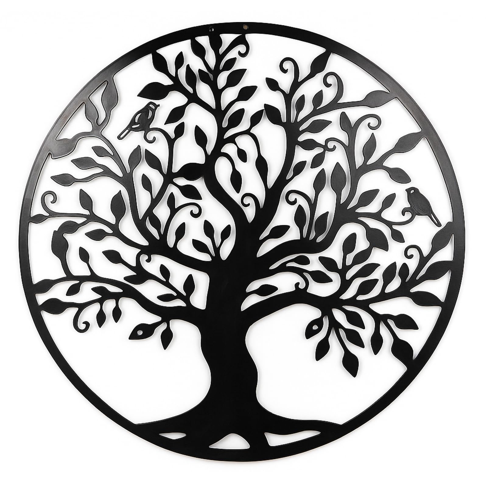 GreenWhim 60cm Metal Tree of Life Wall Art Decor - Black Metal Wall Sculpture for Living Room, Hallway, Stairs, Garden