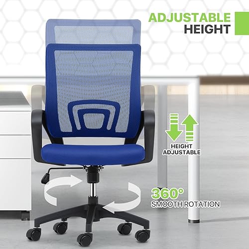 Miniatura 7 de Magshion Silla ergonómica de escritorio de oficina, silla de computadora de malla con respaldo medio, silla giratoria con respaldo transpirable y