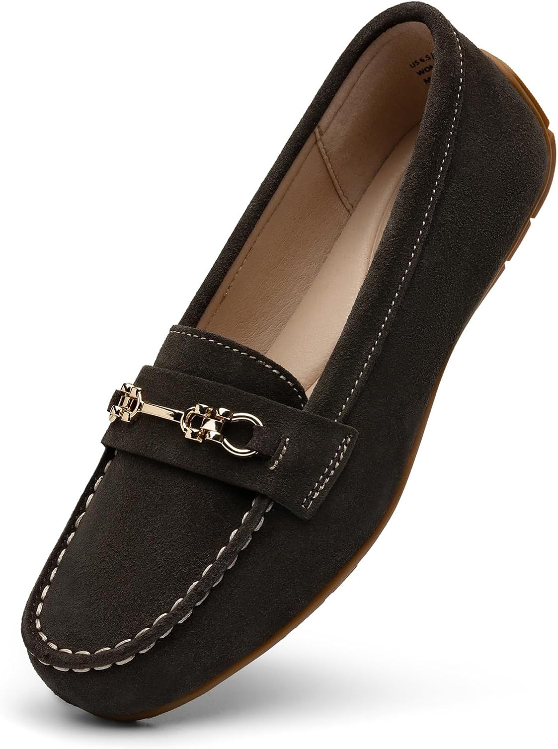 KORDAL Women's Comfortable & Lightweight Suede Leather Loafers Slip-Ons Driving Mocs Walking Shoes Cute Business Casual Dress Shoes Work Flats for Women