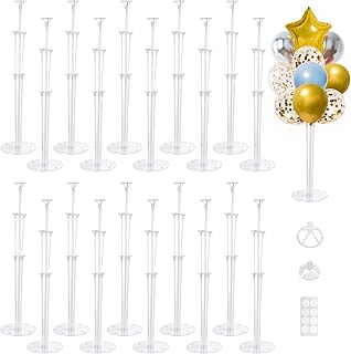 RUBFAC Balloon Stands for Table 20 Sets Clear Table Balloon Stand Holder with Base Reusable Centerpiece for Birthday Wedding Baby Shower Graduation Party Decorations