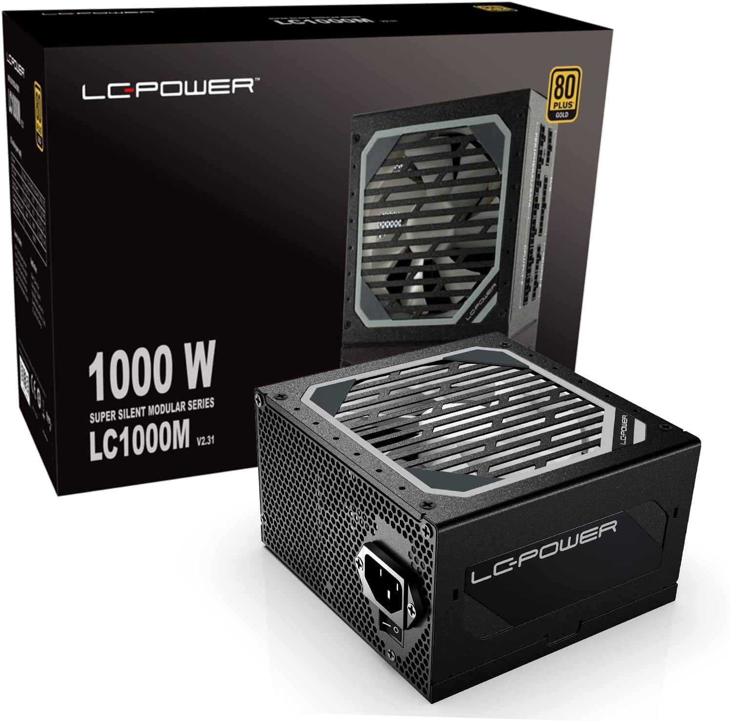 LC-PowerGaming PSU 1000W Gold (1000 Watt, ATX 3.0 Compatible, Fully Modular PC Power Supply, 80+ Gold, 120mm Fan, PCB Coating, 3 Year Warranty)