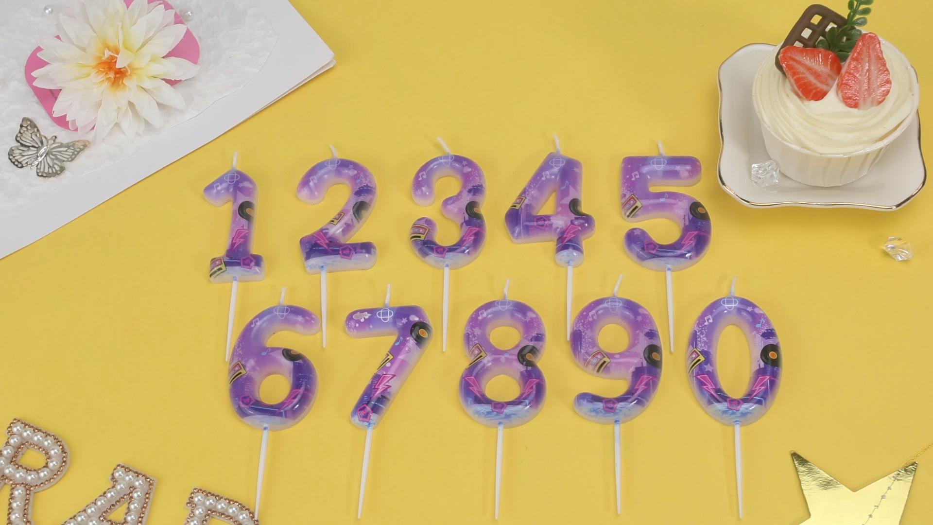 Image of Dark Purple Number 1 Birthday Candles, Cartoon Themed Cake Toppers for Boys Girls Cake Decorations, Birthday Decorations Party Supplies, Number Candles for Party Decor