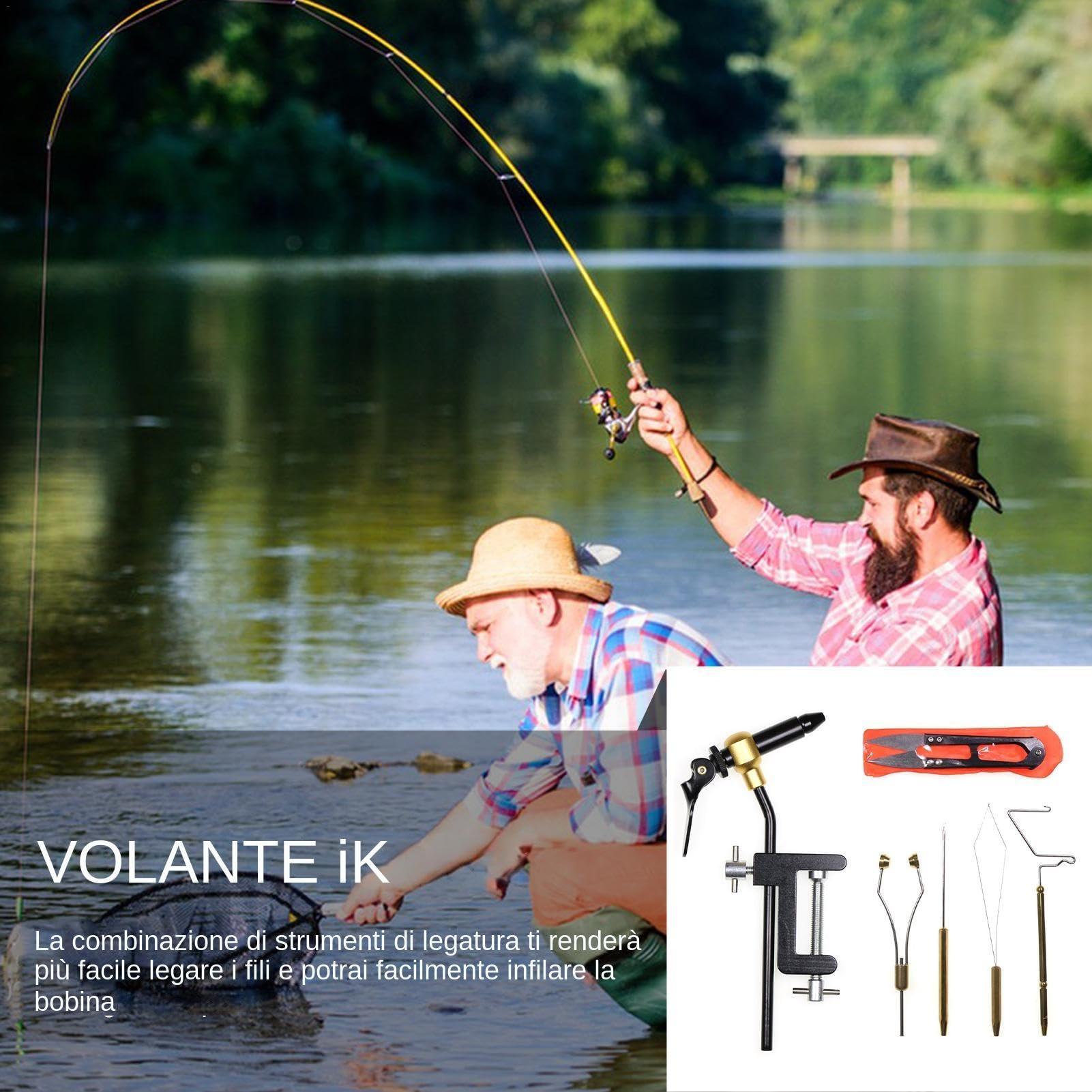 Kit di attrezzi per la pesca a mosca, Kit per la creazione di esche artificiali per la pesca a mosca, Kit di strumenti robusti in metallo per la realizzazione di mosche, Strumenti portatili per legare