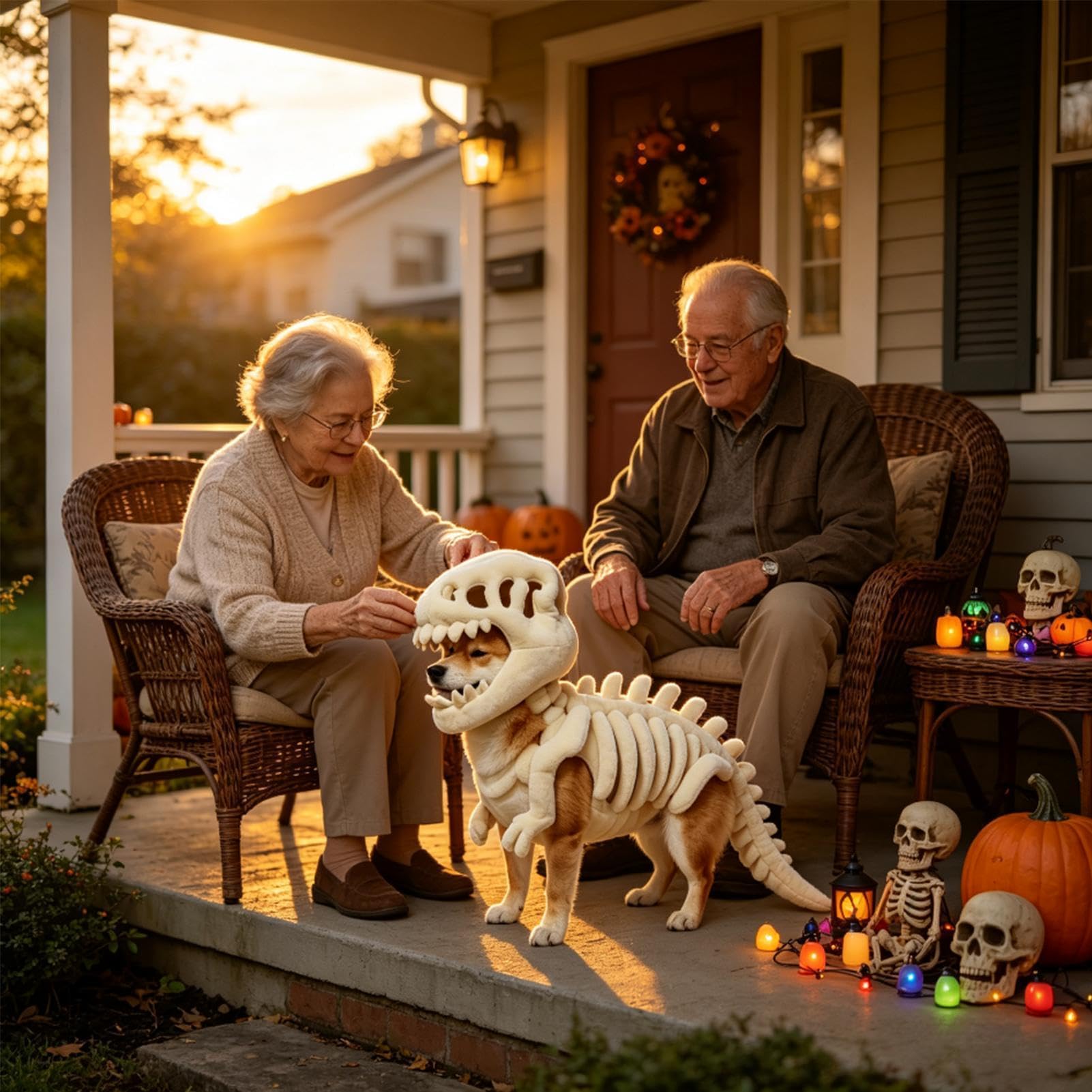 Costume da scheletro da dinosauro per animali domestici | Costume per cani con osso di dinosauro per Halloween, per casa, appartamento, spettacoli teatrali, feste a tema, fotografie