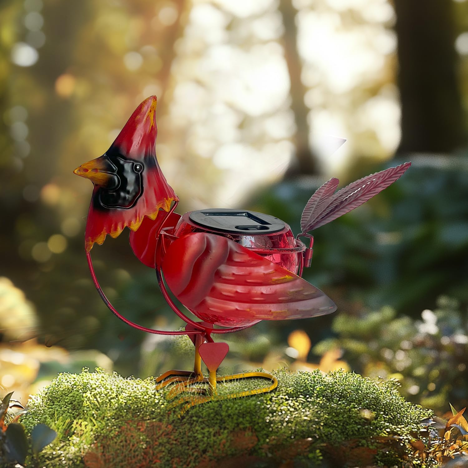 HONGLAND Cardinal Solar Garden Lights Outdoor Decor, Red Bird Figurine Garden Statue Cute Decorations for Pathway Yard Art Lawn Ornaments Mom Grandma Women