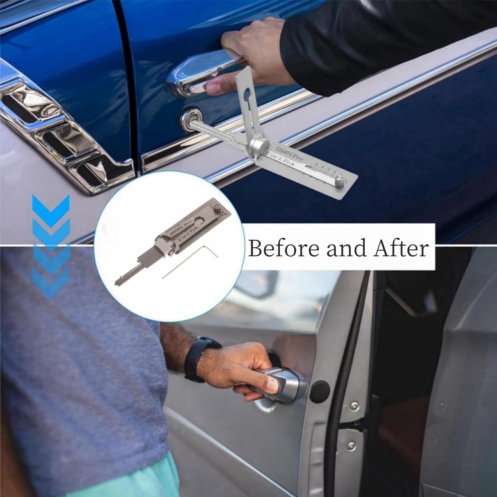 2 in1 Lock Pick and Decoder,Ma/Ster Key Decoder Lock Picking Tool,Key Decoder Lock Pick,Stai/nless Steel Ma/Ster Key Decoder,2 in 1 Ma/Ster Key Decoder Lock Picking Tools,Lock Pick Decoder(SS002Pro) - Image 2