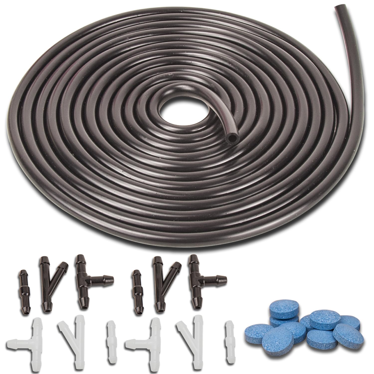 Windshield Washer Hose Kit,includes 4 Meter Washer Fluid Hose and 12 Pcs Hose Connectors for Car Windshield Washer Nozzle Installation,10 Pcs Car windshield washer fluid Tablets