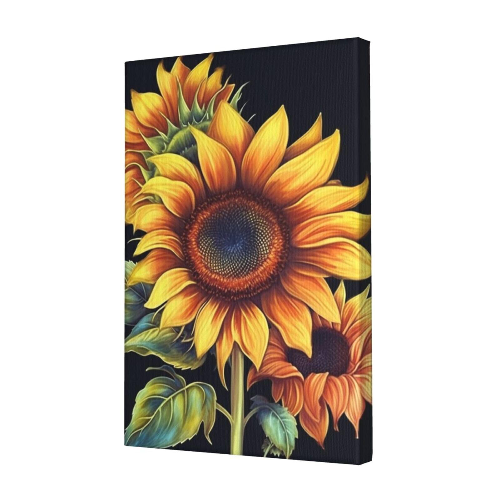 KLOPH Summer Sunflower Canvas Wall Art for Living Room 12"x18" Modern Artwork Painting for Bathroom Hanging Canvas Prints Aesthetic Wallart for Bedroom Kitchen Office Wall Decor
