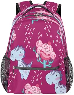Mochilas para meninos e meninas, mochila de dinossauro fofa para laptop, mochila escolar com vários bolsos, mochila impermeável com alça de ombro ajustável para viagens, caminhadas, acampamento, Multi, Medium