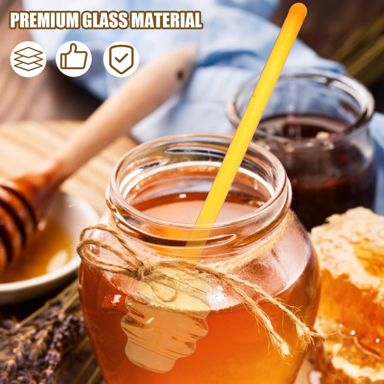 CALLARON Glass Honey Dipper Stirring Stick - Portable Household Honey Rod for Tea Coffee Jam - Practical Spiral Design 5.35 X 1.18 Inches