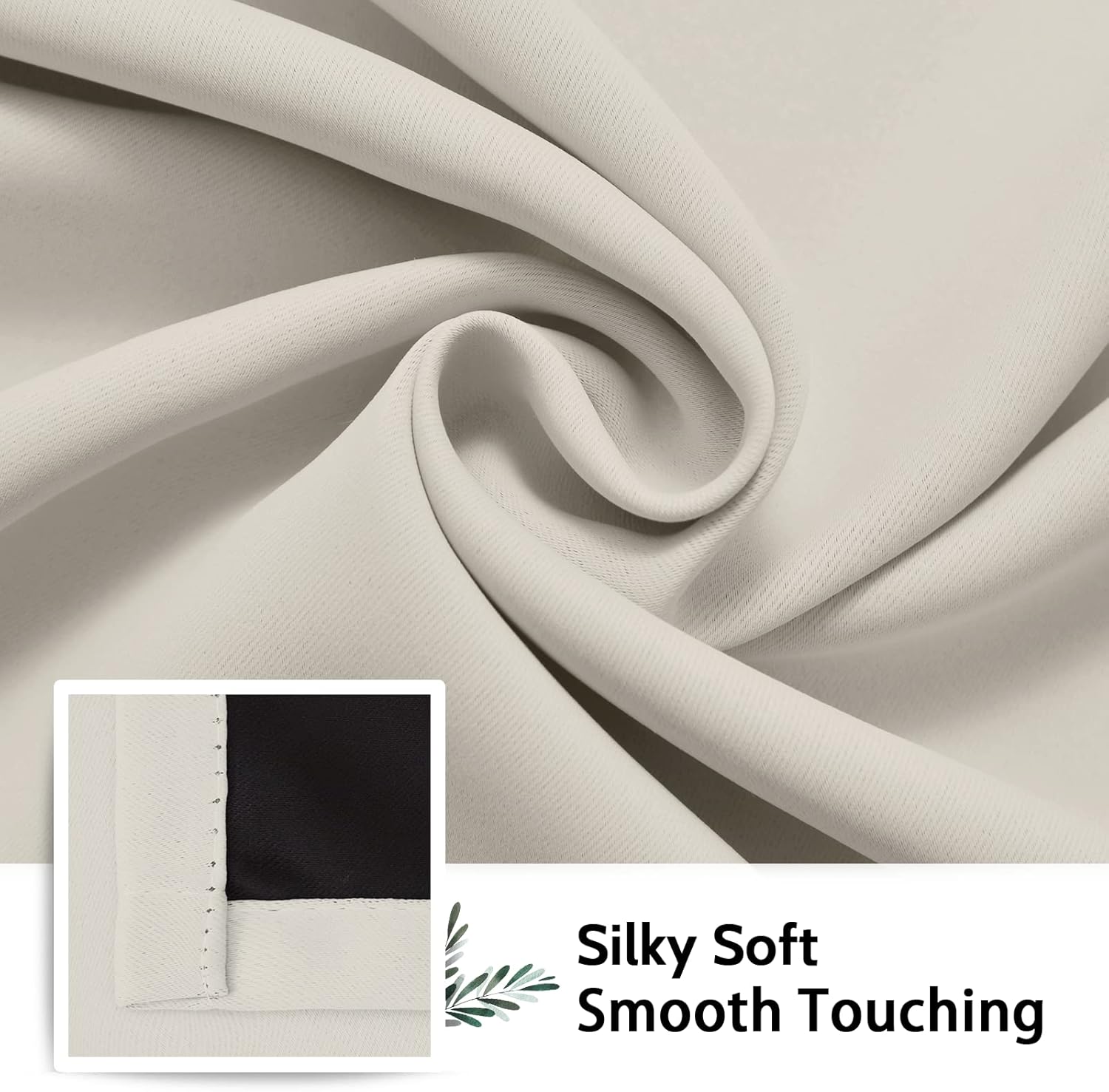 SimpleHome 100% Blackout Curtains for Bedroom,Thermal Insulated Grommet Window Drapes Room Darkening Cream Curtains for Living Room with Black Back,52 x 84 Inch,2 Panels