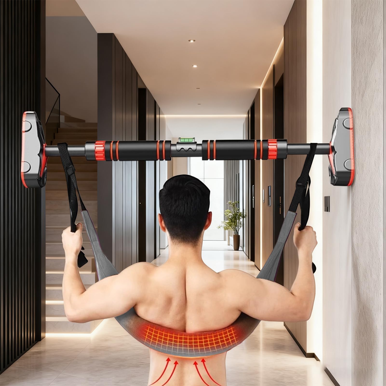 Dispositivo de fortalecimiento muscular, cinturón estirador lumbar multifuncional, cinturón de tracción lumbar portátil, equipo de estiramiento de espalda, para hombres, mujeres, jóvenes, adolescentes