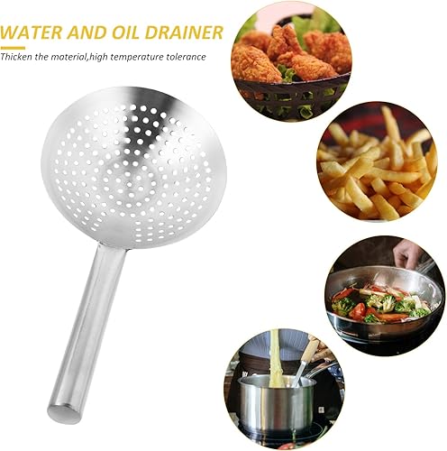 Miniatura 2 de YARDWE Cuchara de acero inoxidable para desnatar, colador ranurado, cucharón de malla fina, filtro de aceite, cucharada de colador de mandarina para
