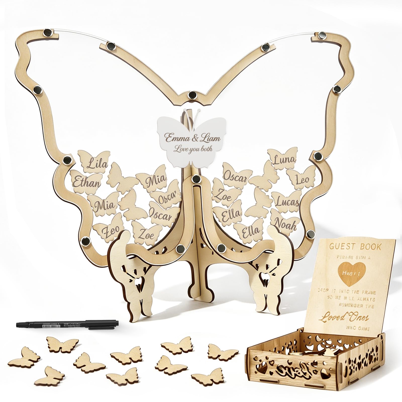 Libro de invitados de mariposa de madera para decorar bodas rústicas y campos
