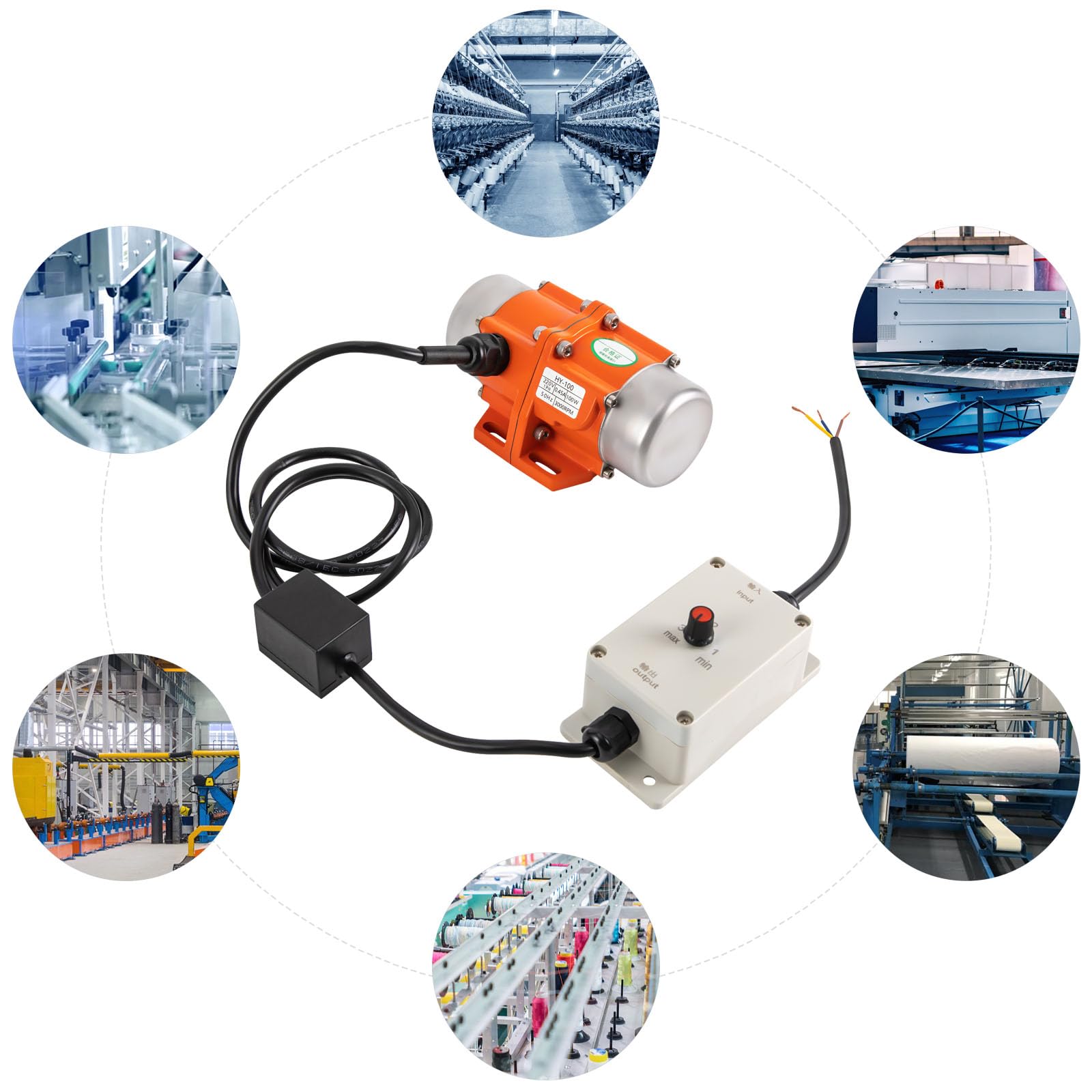 100W Vibrationsmotor mit Drehzahlregler, IP65 50Hz Wasserdicht Bürstenlos Elektrischer Rüttelmotor für Rütteltisch für Bergbau Metallurgie Kohle Elektrizität Bauwesen