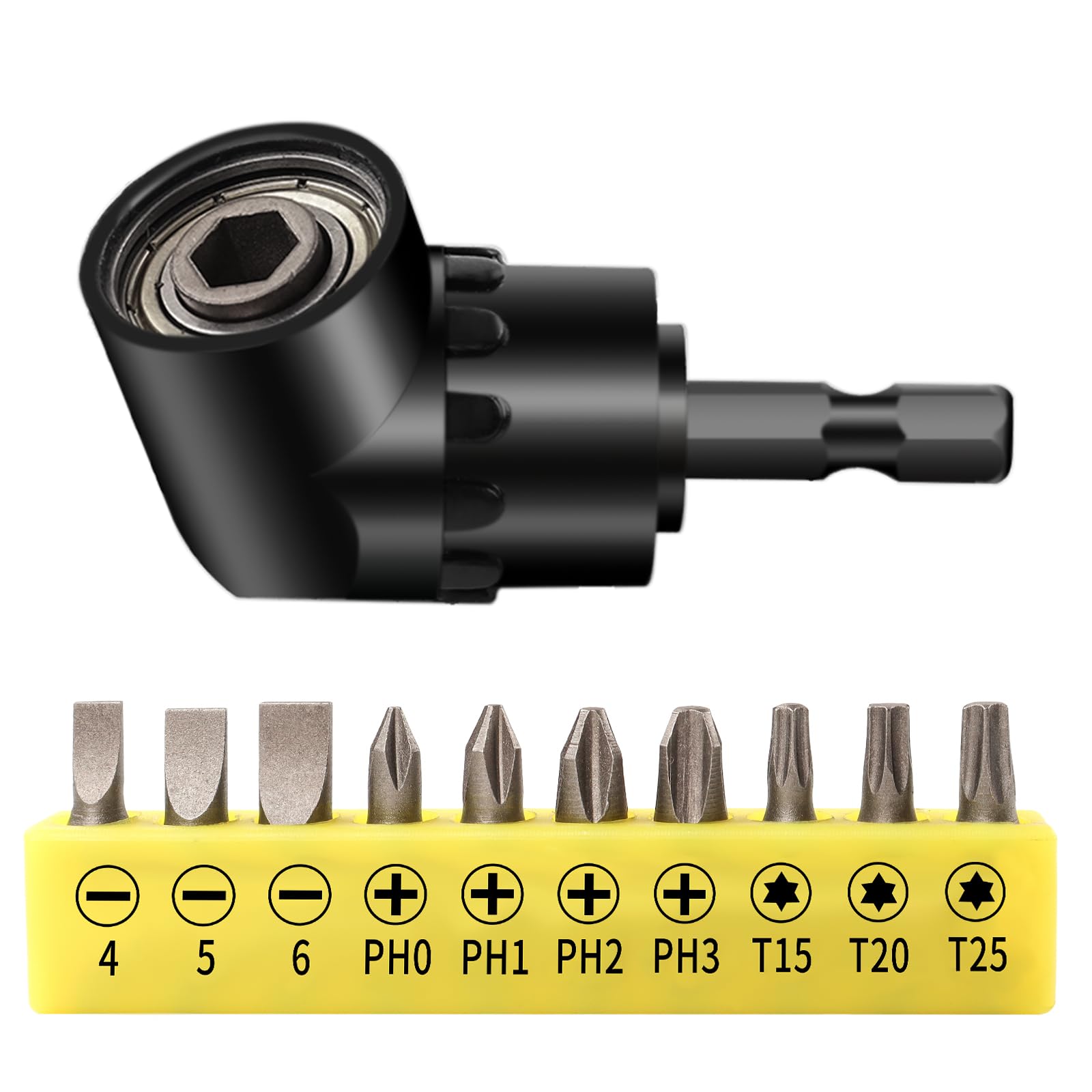 Adattatore per Trapano ad Angolo Retto 105°,105° Avvitatore Angolare,Trapano Angolare Multifunzione,1/4" Portapunte Magnetici,per Avvitare e Forare in Spazi Ristretti
