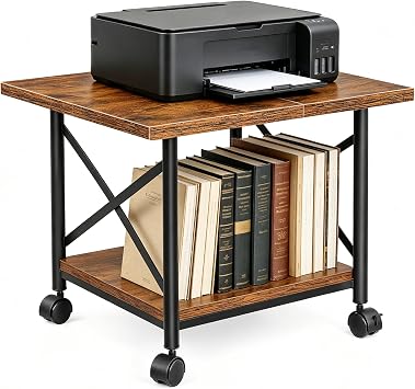 2-Tier Printer Stand with Storage Shelf, Rolling Printer Cart