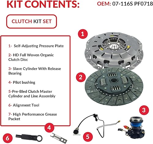 Miniatura 2 de Kit de embrague y esclavo con cilindro maestro de embrague previo a B2300 B2500 B3000 1995-2011 2.3L L4 2.5L L4 3.0L V6 (placa de autoajuste 07-116S)