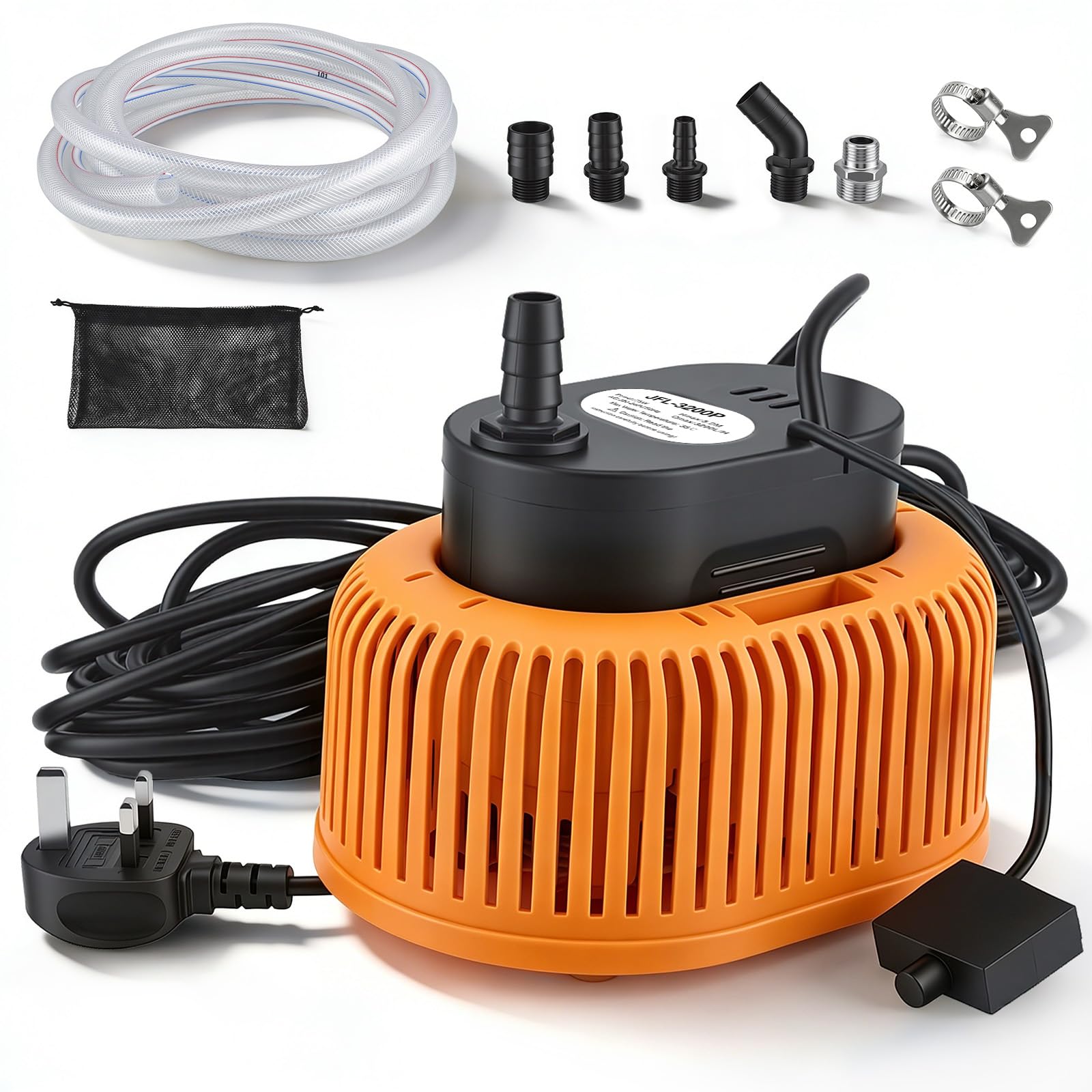 850GPH Sump Water Pump with Automatic On/Off, Submersible Pump (Orange)