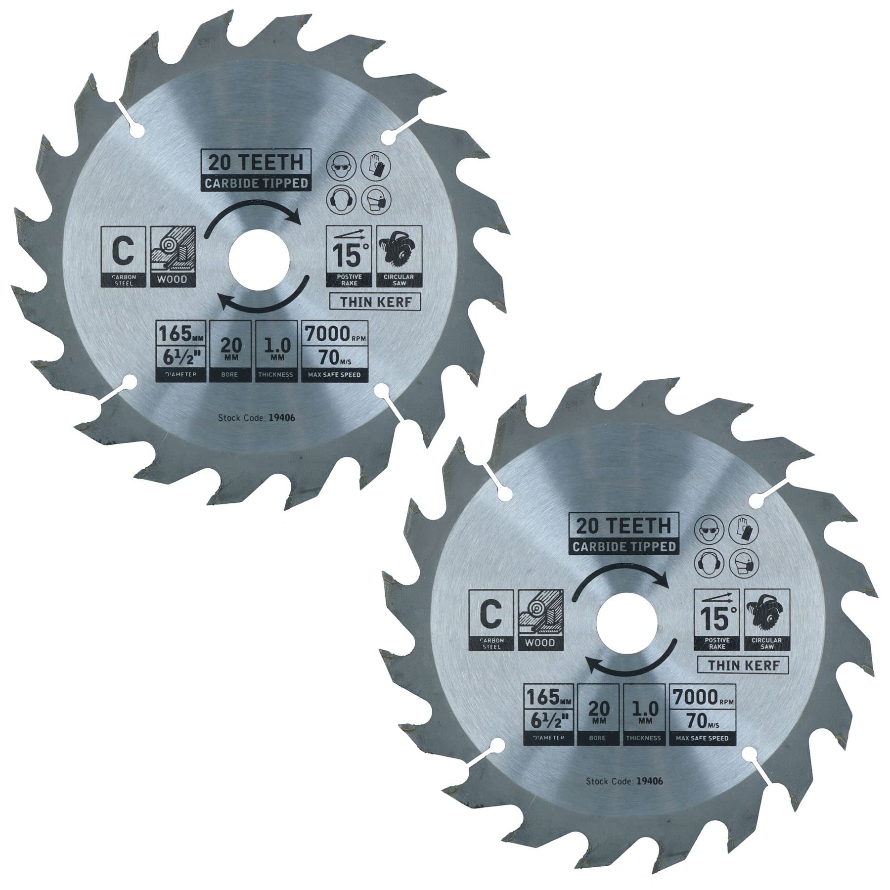 Lot de 2 lames de scie circulaire 165 mm pour le travail précis du bois