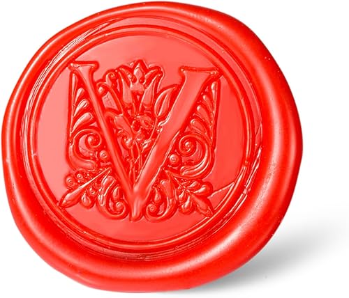 Miniatura 66 de Sello de cera Mceal, cabeza de latón plateado con mango de madera, alfabeto de estantería