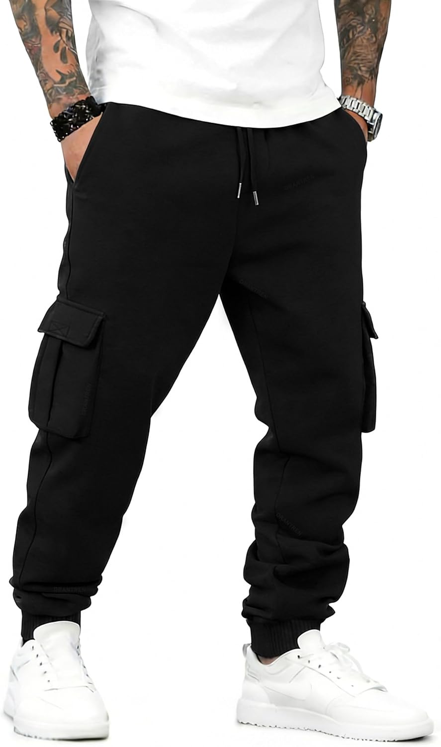 Cargo Sweatpants for Men Cotton Casual Joggers Stretch Drawstring Baggy Sweatpants with Pockets Jogging Pants - Image 4