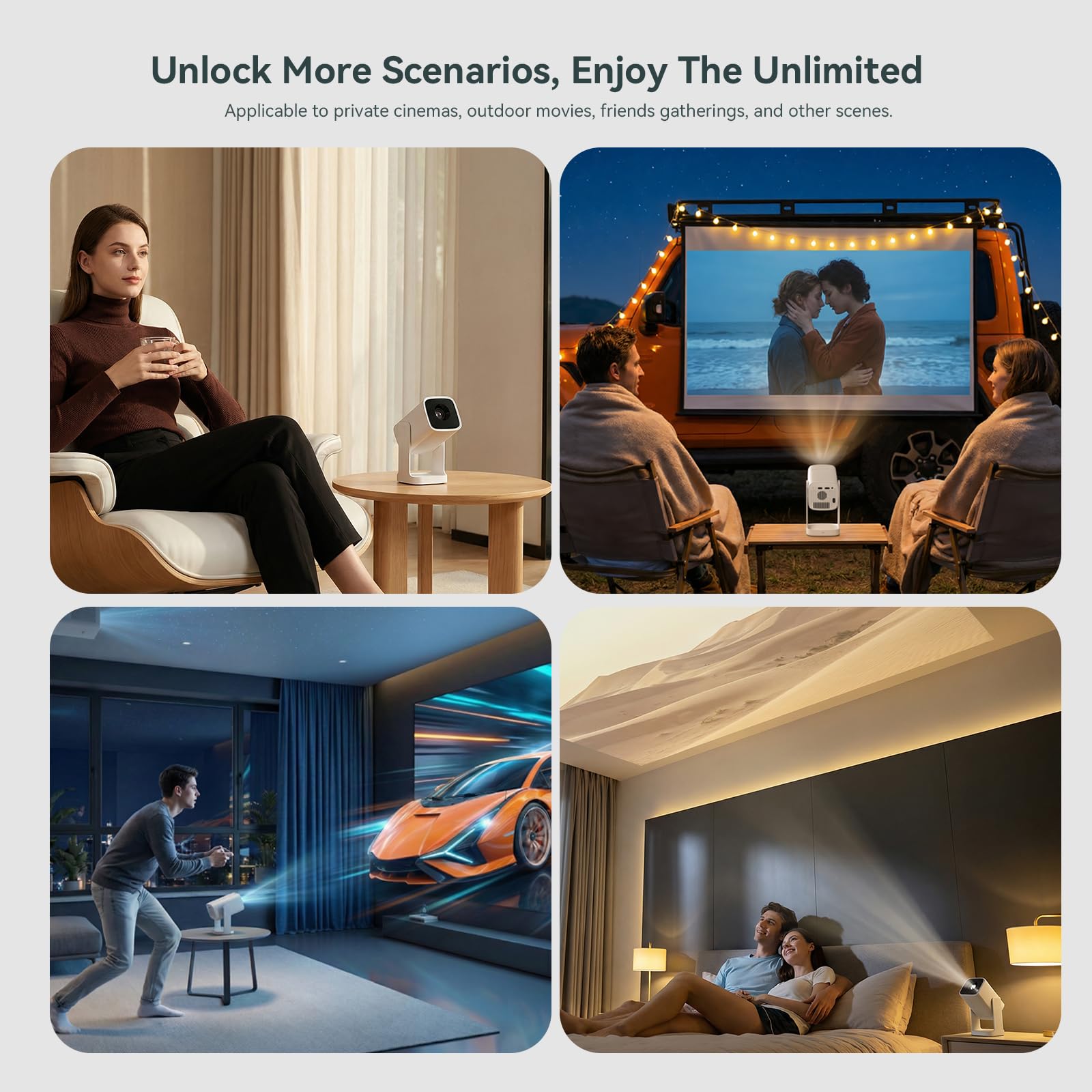 Wanbo Projetor inteligente Cube 1 com WiFi e Bluetooth, sistema