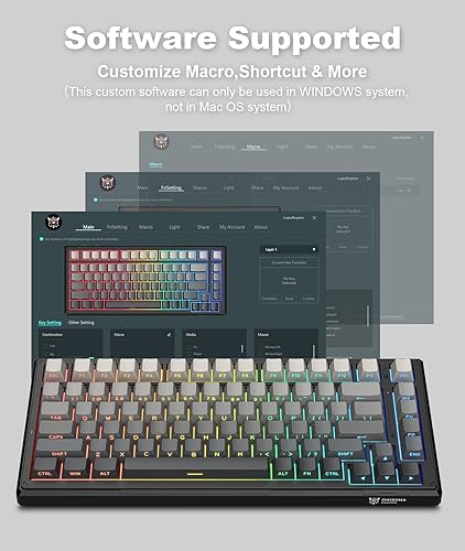 Miniatura 8 de Teclado mecánico inalámbrico para juegos, 8000mAh -Tri-Mode BT5.02.4GHzUSB-C 75% teclado personalizado intercambiable en caliente, retroiluminación