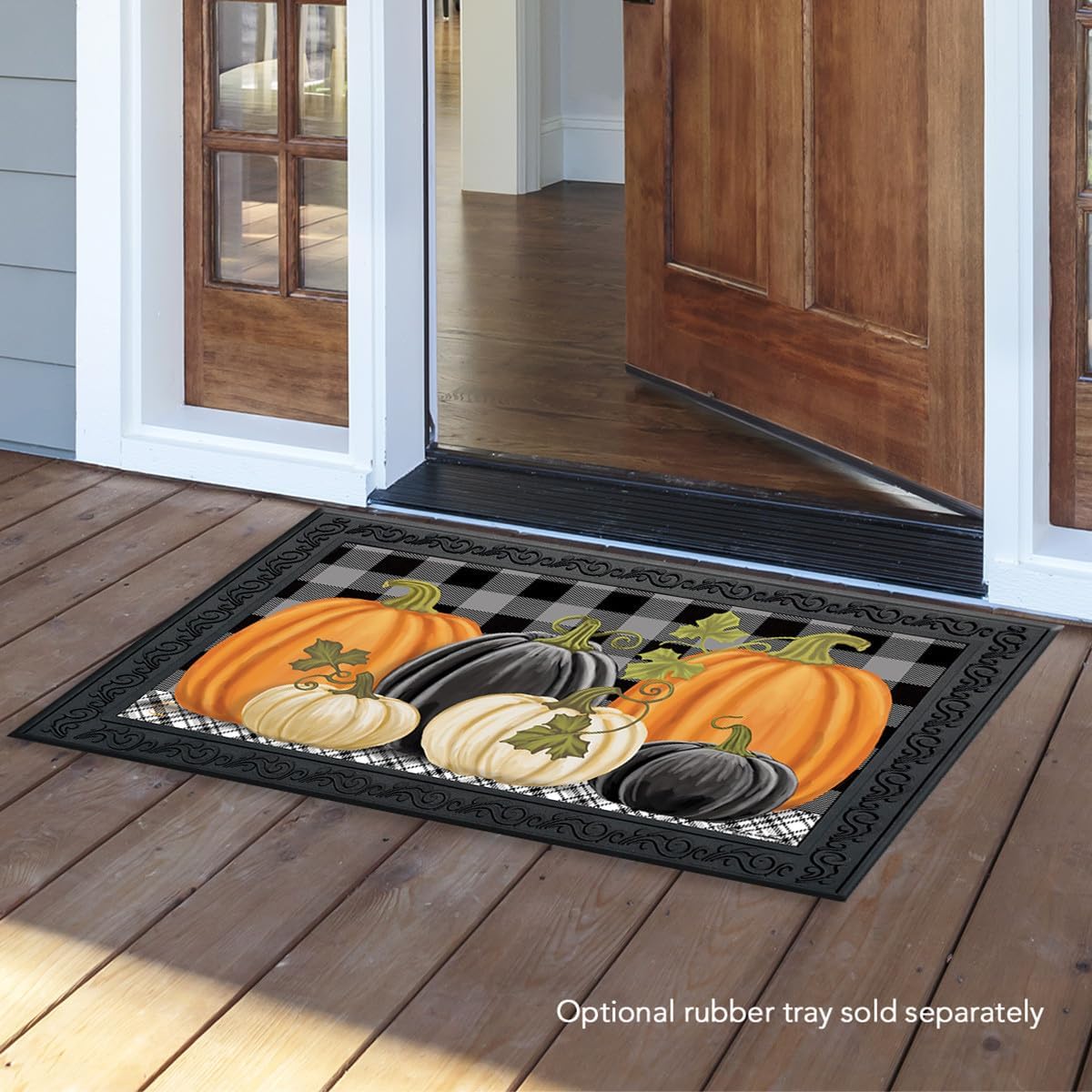 Briarwood Lane Checkered Pumpkins Autumn Doormat